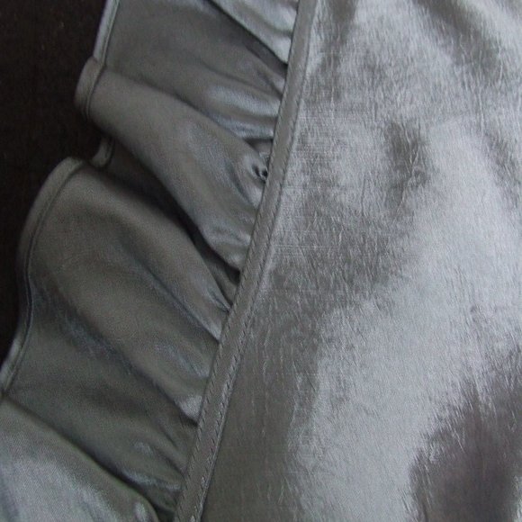 Beautiful Gray Ruffled Taffeta Blouse Top for Formal Elegant Evening Party XL - Picture 9 of 9